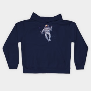 Waving Astronaut in Outerspace Kids Hoodie